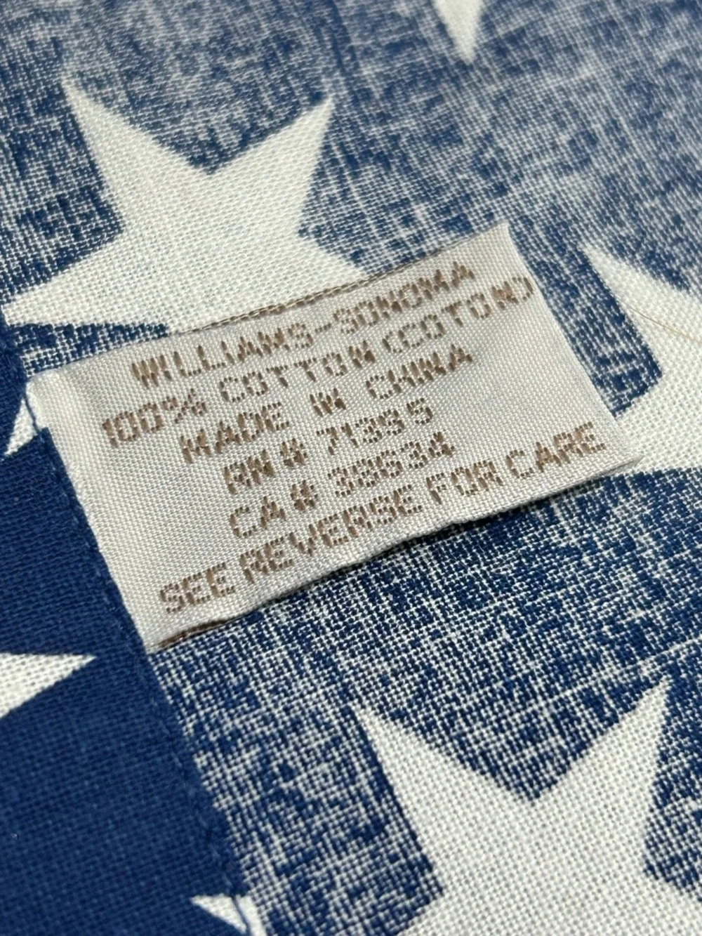 Williams Sonoma Patriotic Blue Star Print Cloth Napkins